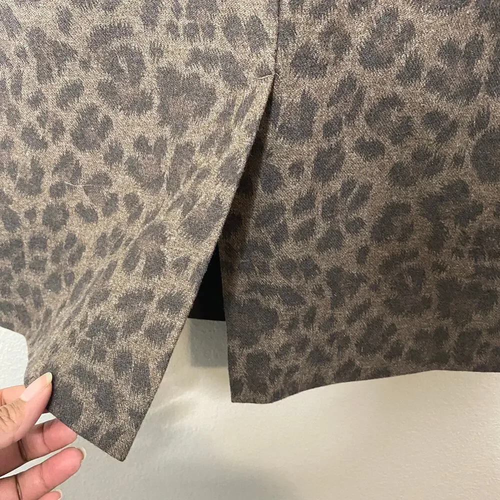 Rebecca Taylor Skirt Women's Size‎ 4 Leopard Print Back Slit Pencil Skirt